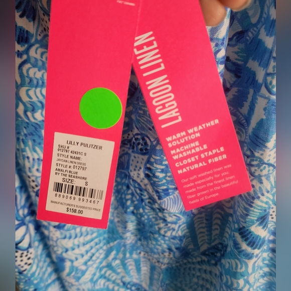Lilly Pulitzer Jayden Mini Dress women small 100% Linen Blue/White Coastal beach - Picture 10 of 14